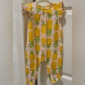 Mud Pie Pineapple Print Kids Romper 6-9 Months